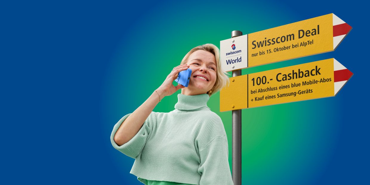 CHF 100 Cashback bei Abschluss eines blue Mobile-Abos und Kauf eines Samsung-Geräts. Gültig bis 15. Oktober.