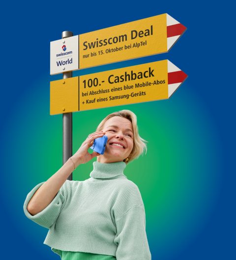 CHF 100 Cashback bei Abschluss eines blue Mobile-Abos und Kauf eines Samsung-Geräts. Gültig bis 15. Oktober.